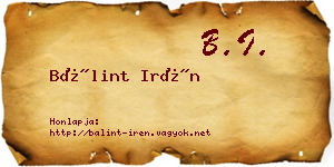 Bálint Irén névjegykártya